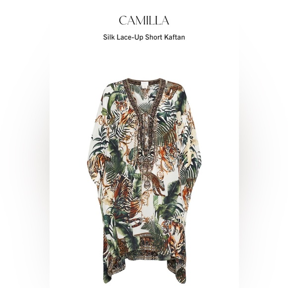 NWT - Authentic - Camilla - Silk Lace-Up Kaftan/poncho - 100% silk - OS - Picture 1 of 11